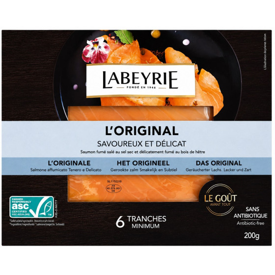 SAUMON FUMÉ LABEYRIE L'ORIGINAL SALÉ AU BOIS DE HÊTRE 200G