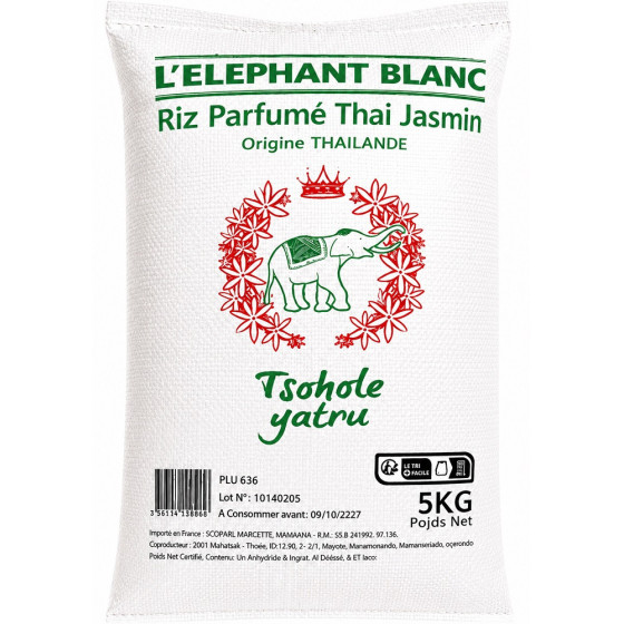 RIZ PARFUMÉ THAI JASMIN L'ÉLÉPHANT BLANC 5KG