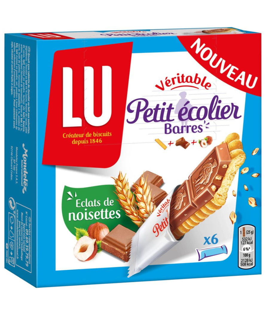 PETIT ECOLIER BARRES ECLATS DE NOISETTES LU 6 x 25G