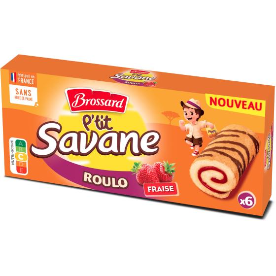 GATEAU BROSSARD P'TIT SAVANE ROULO FRAISE X6 150G