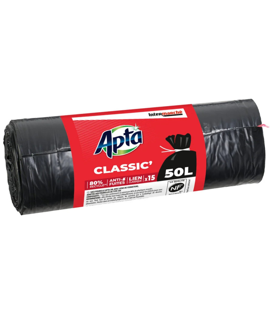 SAC POUBELLE CLASSIC APTA 15X50L