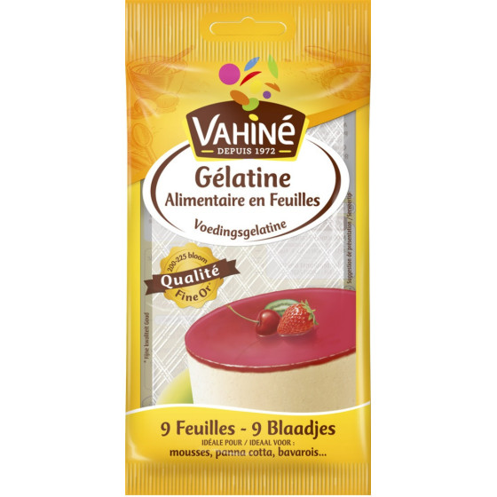 GELATINE ALIMENTAIRE EN FEUILLES VAHINE 17G