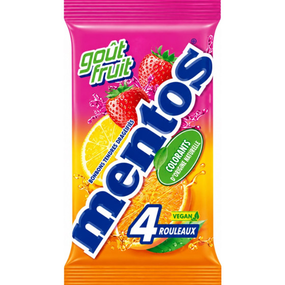 BONBON GOUT FRUITS MULTIPACK MENTOS X4 152G