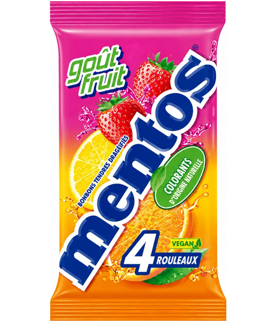 BONBON GOUT FRUITS MULTIPACK MENTOS X4 152G
