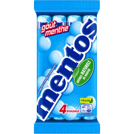 BONBON ROULEAU GOUT MENTHE MULTIPACK MENTOS X4 152G
