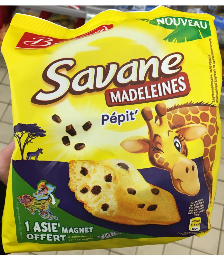 MADELEINES COQUILLES MOELLEUSES PEPITES DE CHOCOLAT SAVANE 200G