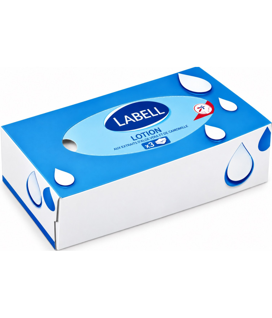 BOÎTE DE MOUCHOIRS LOTIONNÉS 3 PLIS LABELL X90