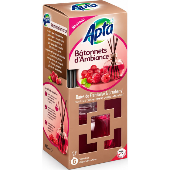 BATONNETS D'AMBIANCE AU DELICE DE FRAMBOISE ET CRANBERRY APTA 150ML