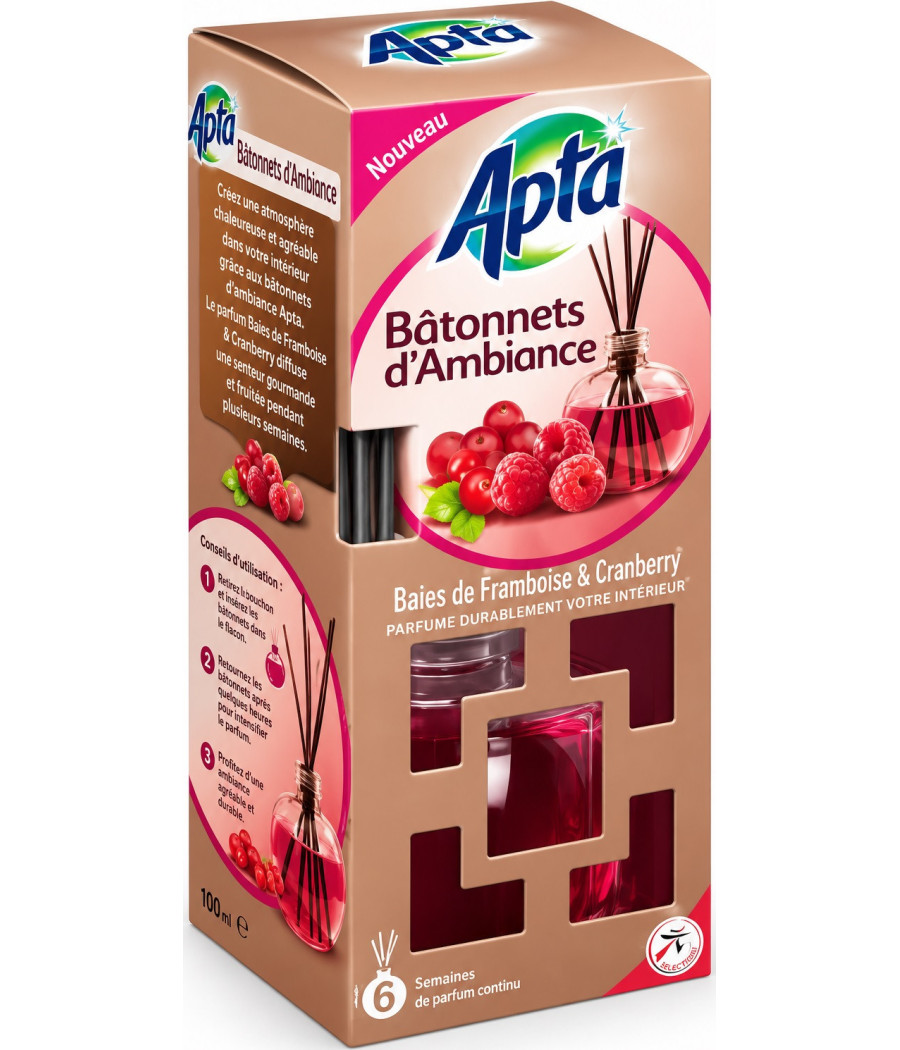 BATONNETS D'AMBIANCE AU DELICE DE FRAMBOISE ET CRANBERRY APTA 150ML