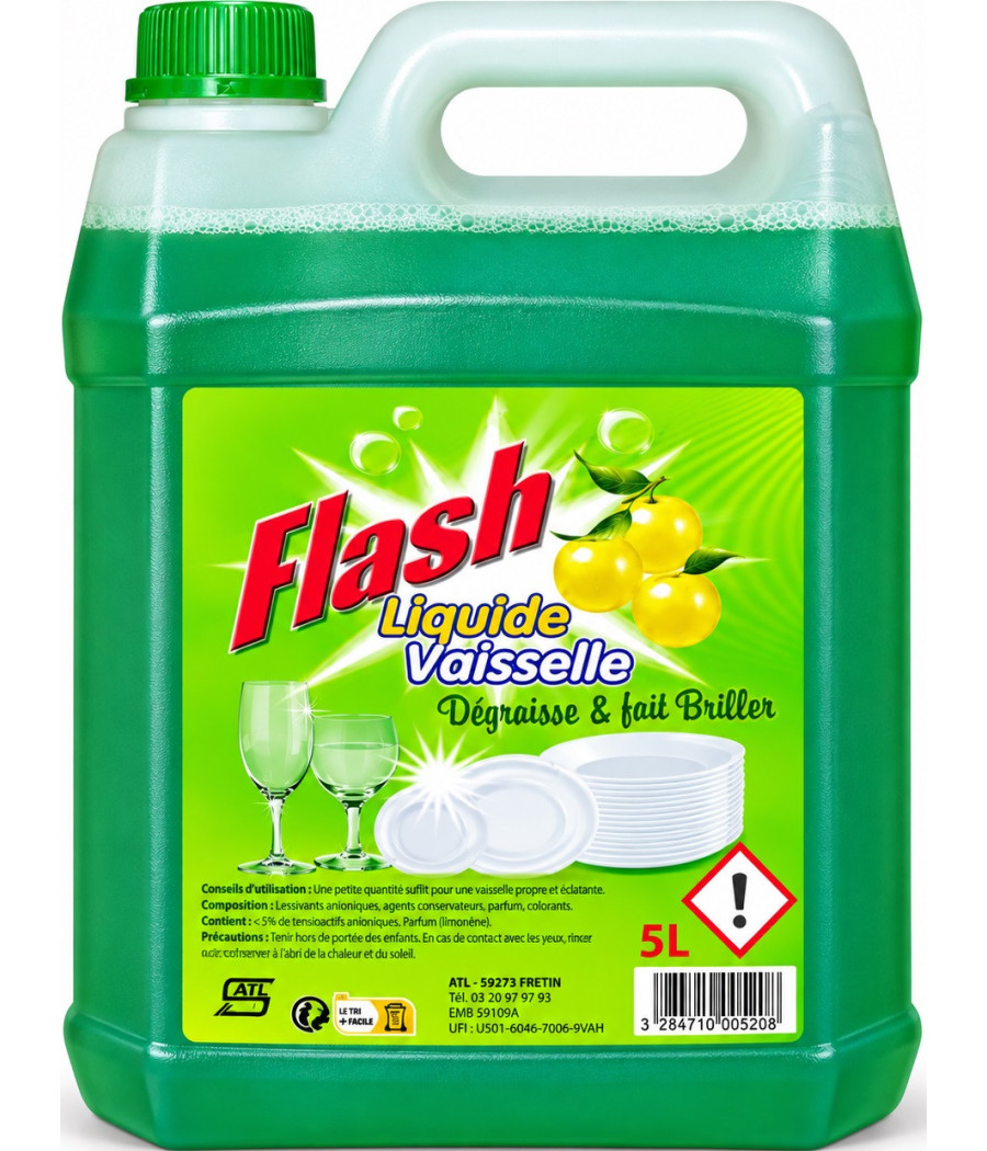LIQUIDE VAISELLE POMME FLASH 5L
