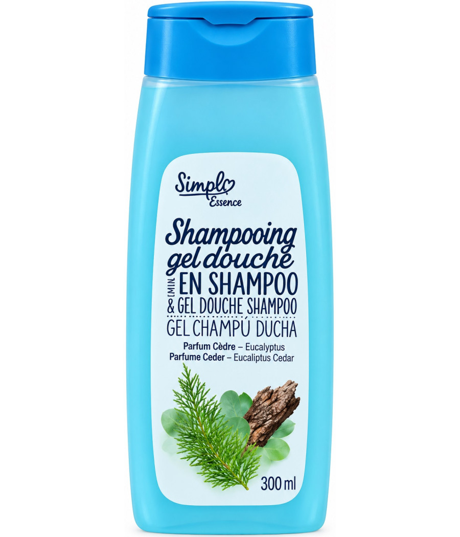 SHAMPOOING GEL DOUCHE VITALITE AU PARFUM BOISE CARREFOUR SIMPL 300ML