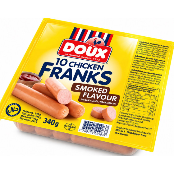 SAUCISSE POULET FUME DOUX 340G