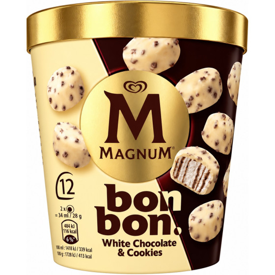 BONBONS GLACÉS CHOCOLAT BLANC COOKIES 168G MAGNUM