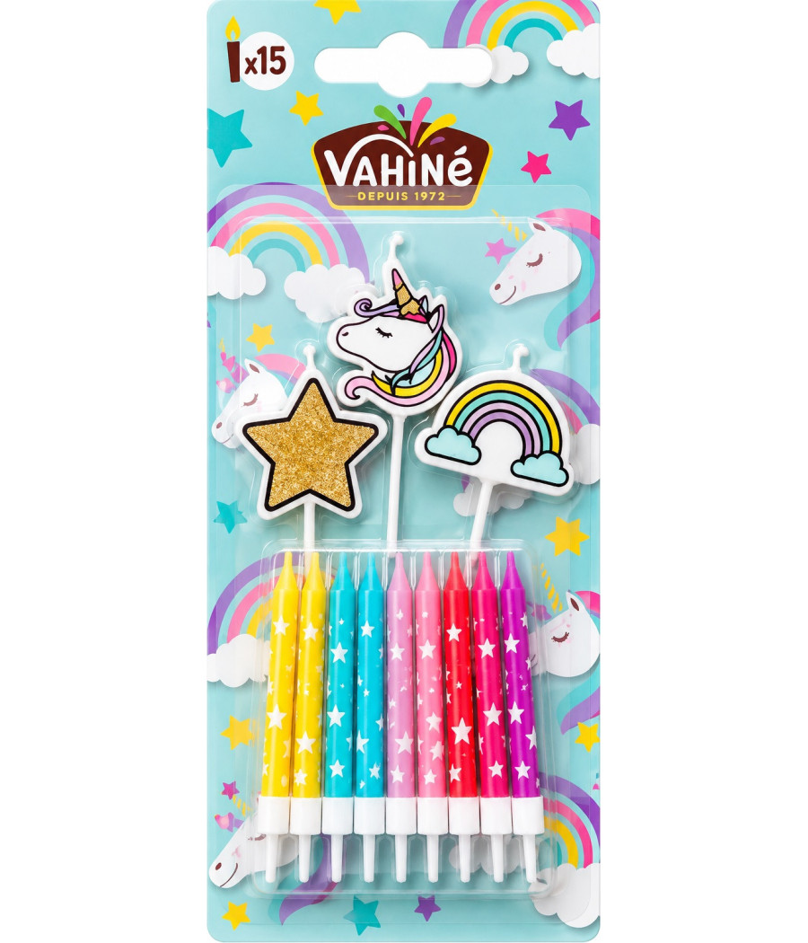 BOUGIES LICORNE VAHINE 15 PIECES