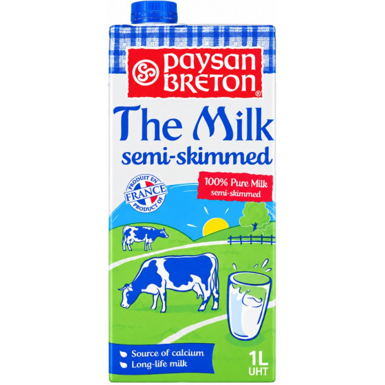 LAIT DEMI ECREME PAYSAN BRETON 1L
