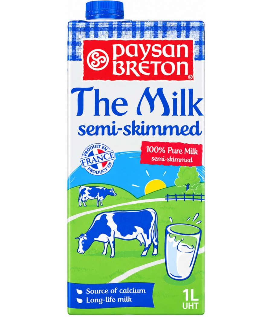LAIT DEMI ECREME PAYSAN BRETON 1L