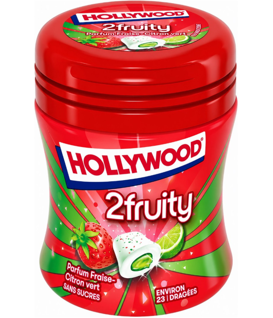 CHEWING-GUM 2FRUITY FRAISE CITRON HOLLYWOOD 51G