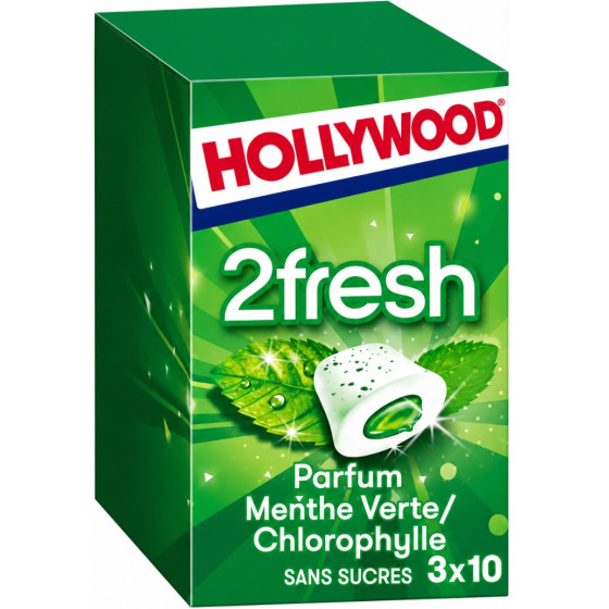 CHEWIN-GUM FRESH MENTHE VERTE HOLLYWOOD 3X22G