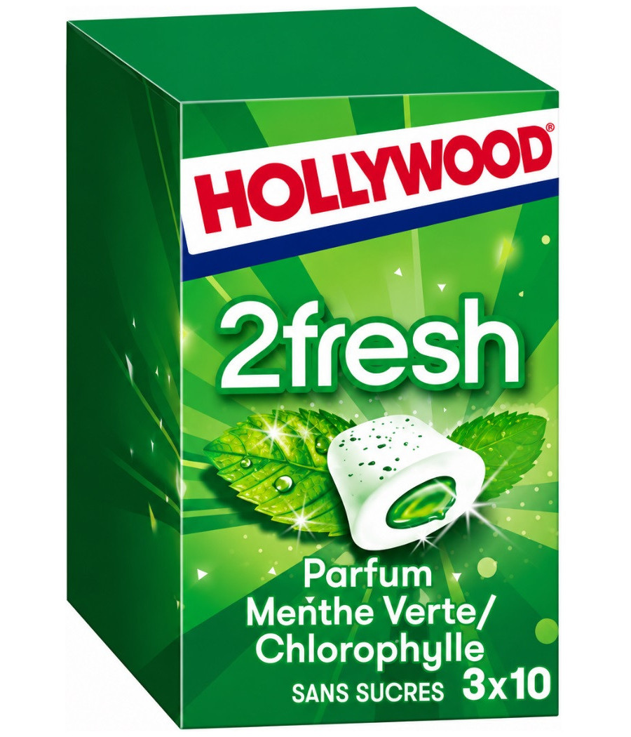 CHEWIN-GUM FRESH MENTHE VERTE HOLLYWOOD 3X22G