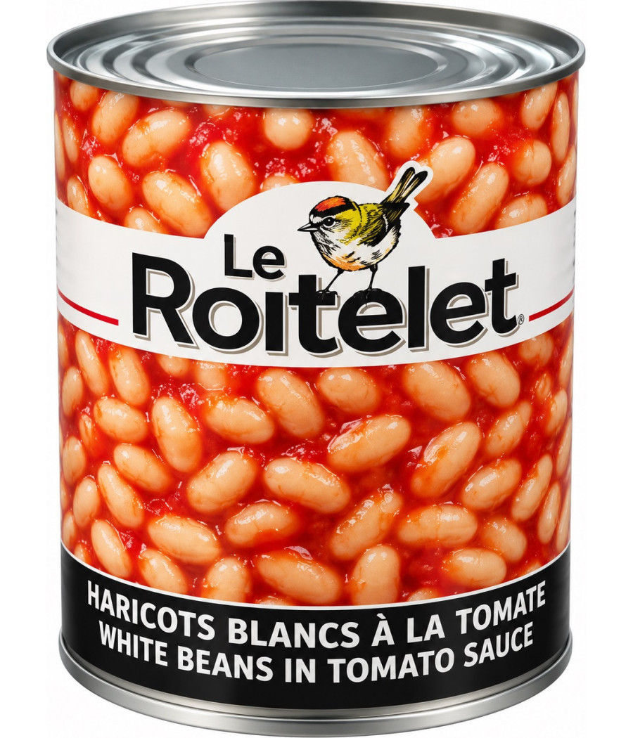 HARICOTS BLANCS A LA SAUCE TOMATE LE ROITELET 500G