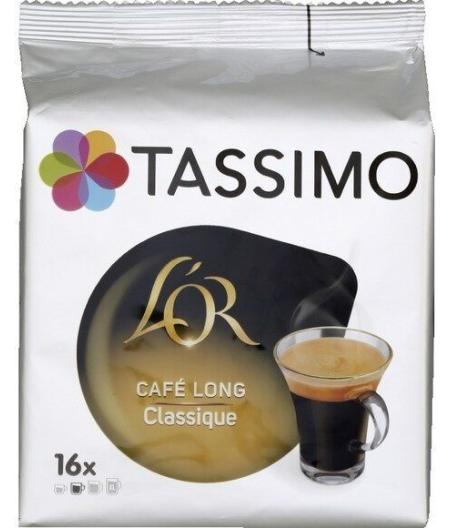 CAFE DOSETTE L'OR CAFE LONG CLASSIQUE TASSIMO 16 DOSETTES DE 6.5G