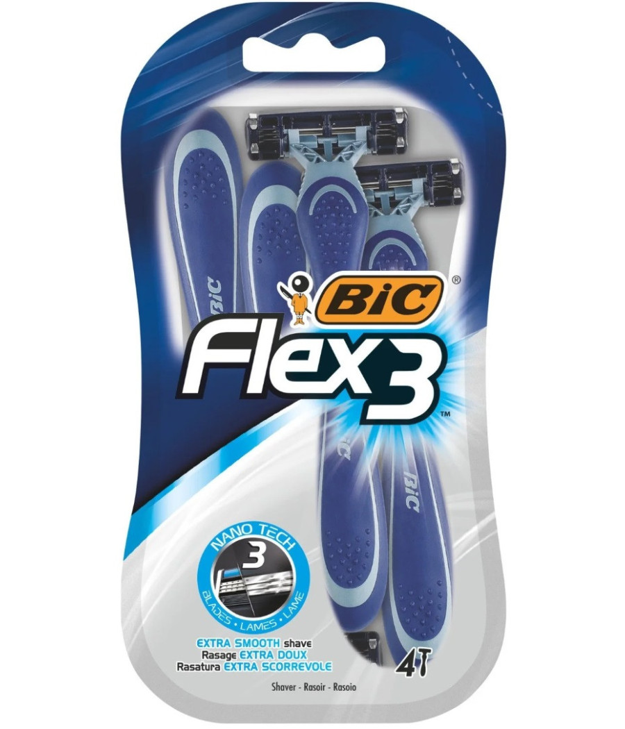 RASOIRS JETABLES FLEX 3 COMFORT POUR HOMME BIC X4