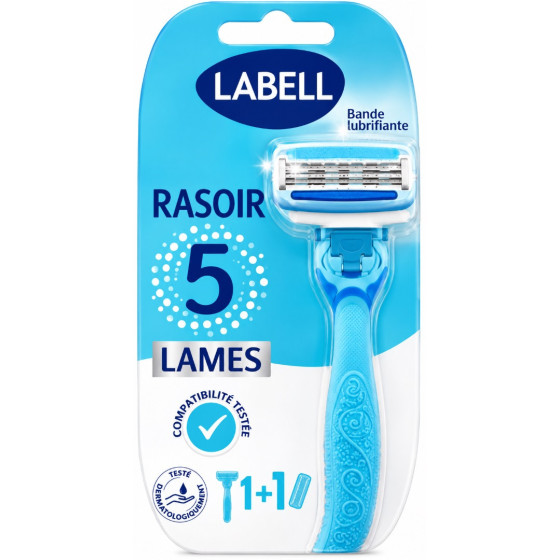 RASOIR 5 LAMES AVEC BANDE LUBRIFIANTE ET TETE PIVOTANTE LABELL