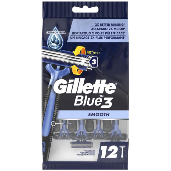 RASOIRS JETABLES BLUE3 SMOOTH GILLETTE X12