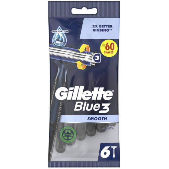 RASOIRS JETABLES HOMME BLUE 3 SMOOTH GILLETTE X6