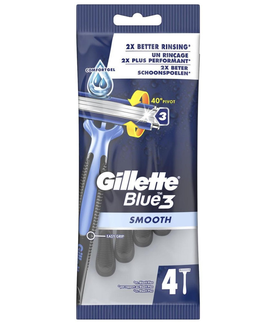 RASOIRS JETABLES BLUE3 SMOOTH GILLETTE X4