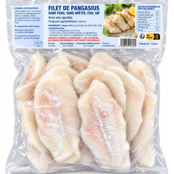 FILET DE PANGASIUS CONGELE 2.25 KG