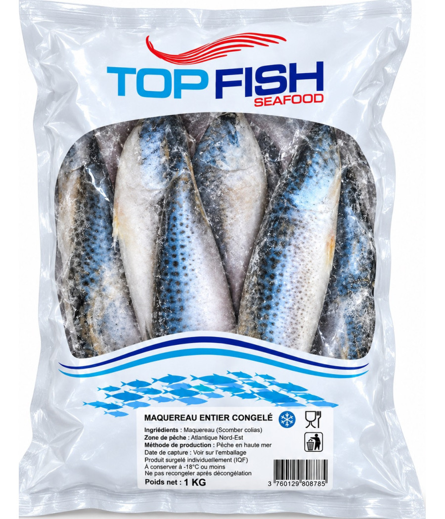 MAQUEREAU ENTIER CONGELEE TOPFISH SEA FOOD 1KG