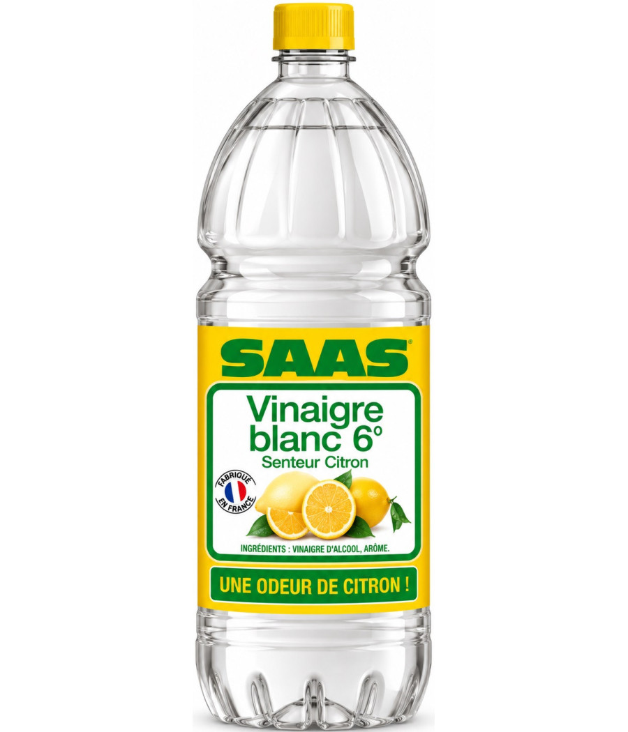 VINAIGRE D'ALCOOL BLANC AROMATISE AU CITRON SAAS 1L