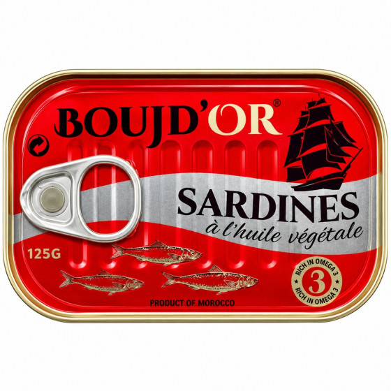SARDINES A L'HUILE VEGETALE BOUJD'OR 125G