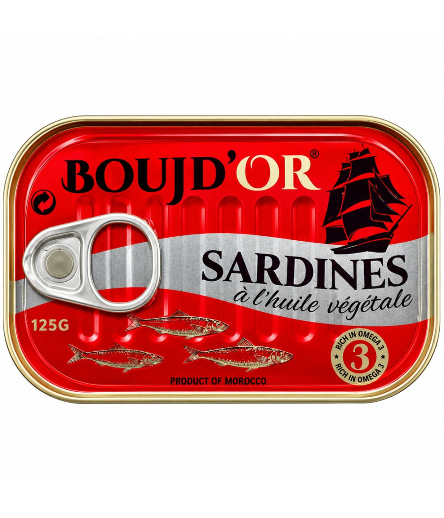 SARDINES A L'HUILE VEGETALE BOUJD'OR 125G