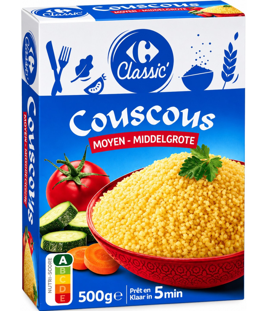 COUSCOUS MOYEN 5MIN CARREFOUR CLASSIC 500G