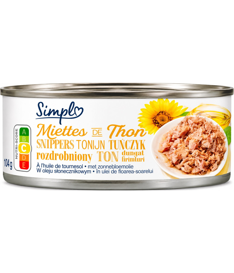 MIETTES DE THON A L'HUILE DE TOURNESOL SIMPL 150G