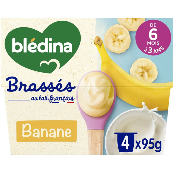 DESSERT LACTES YAOURTS BRASSES BANANE DES 6 MOIS BLEDINA 4X95G