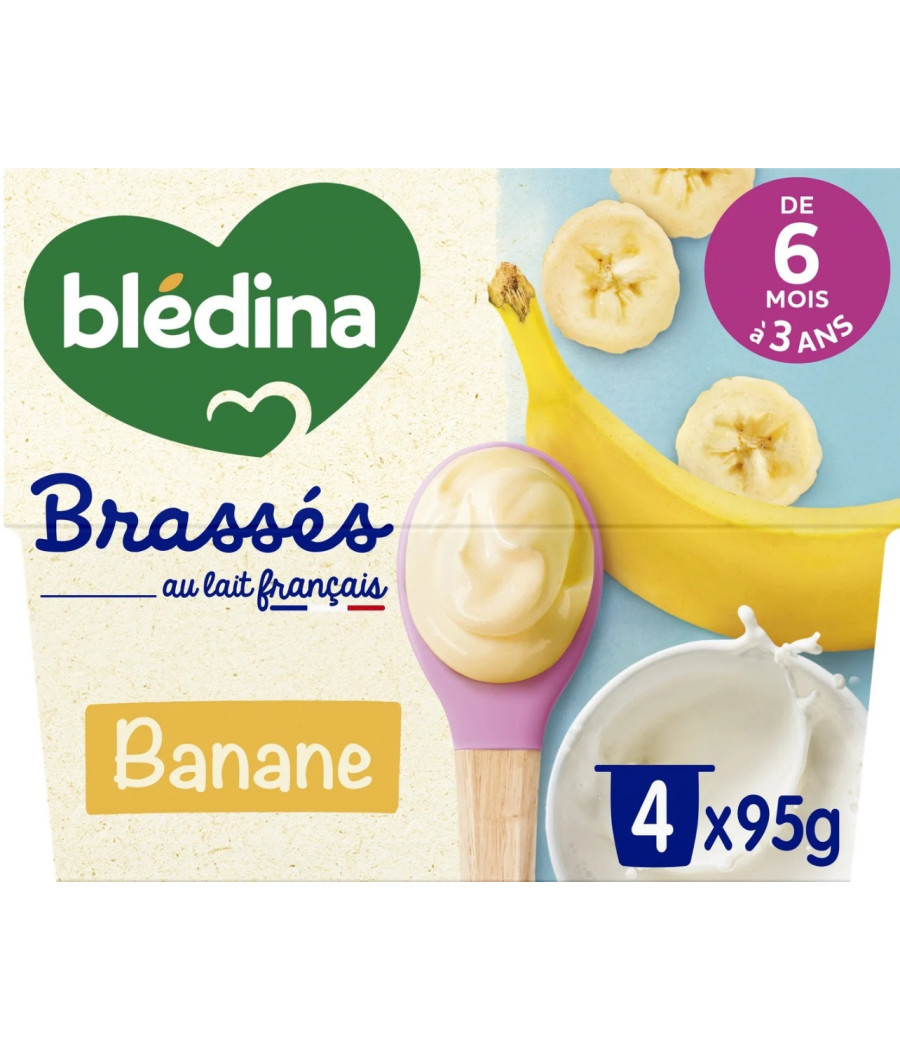 DESSERT LACTES YAOURTS BRASSES BANANE DES 6 MOIS BLEDINA 4X95G