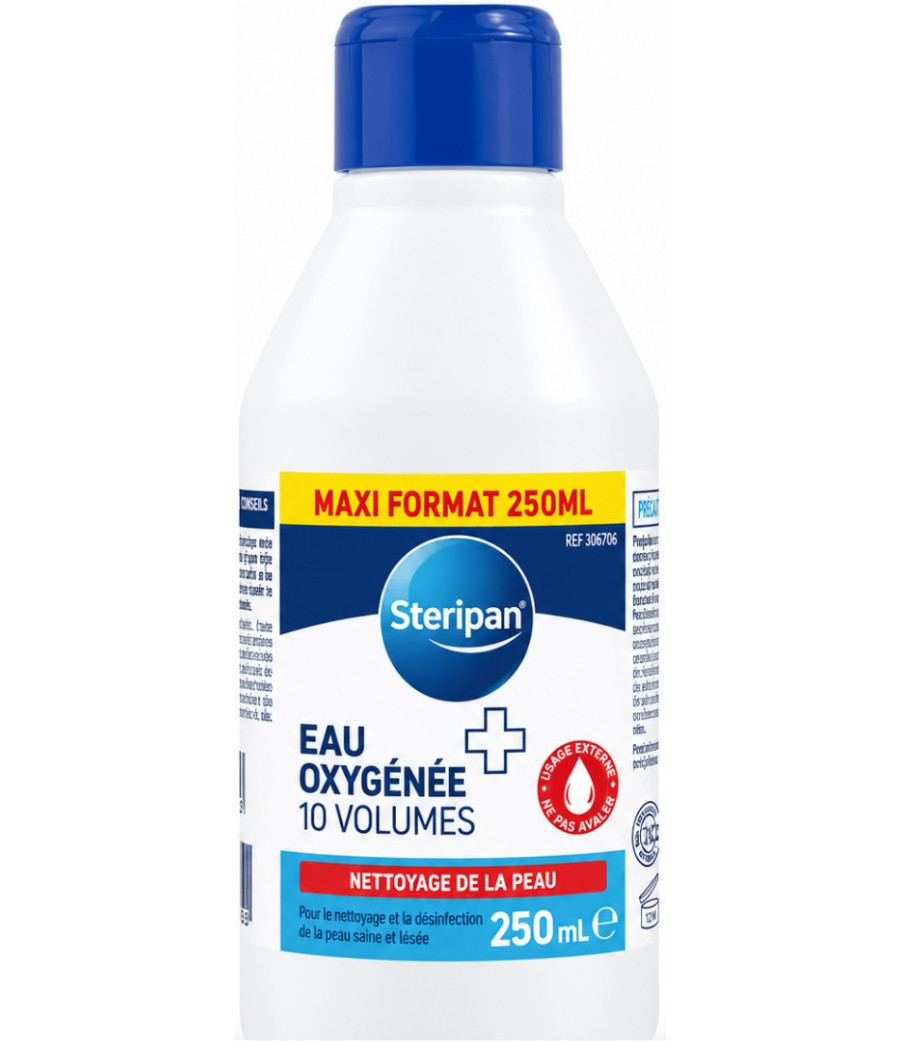 EAU OXYGENEE  10 VOLUMES MAXI FORMAT STERIPAN 250ML