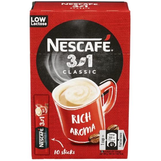 CAFE SOLUBLE AU LAIT SUCRE 10 STICKS NESCAFE 165G