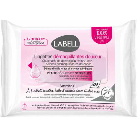 LINGETTES DEMAQUILLANTES DOUCEUR VISAGE ET YEUX LABELL X25