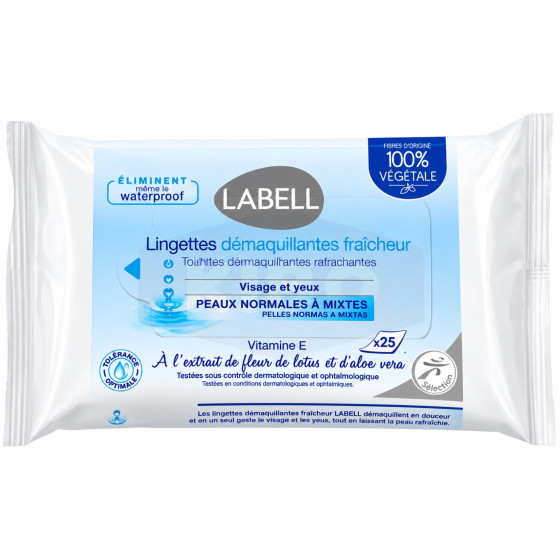 LINGETTES DEMAQUILLANTES PEAUX NORMALES LABELL X25