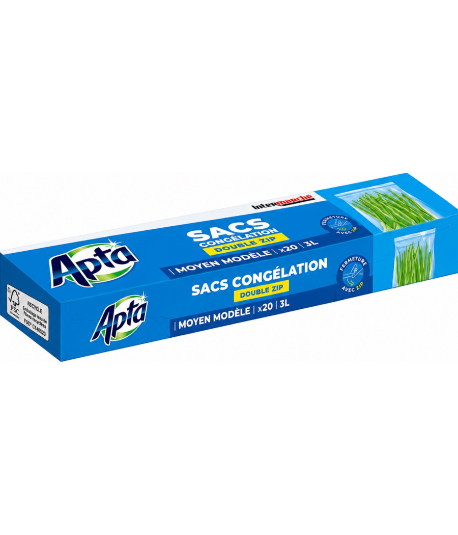 SAC DE CONGELATION DOUBLE ZIP MOYEN 3L APTA X20