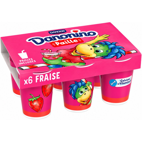 YAOURT A BOIRE DANONINO PAILLE FRAISE DANONE 6X90G