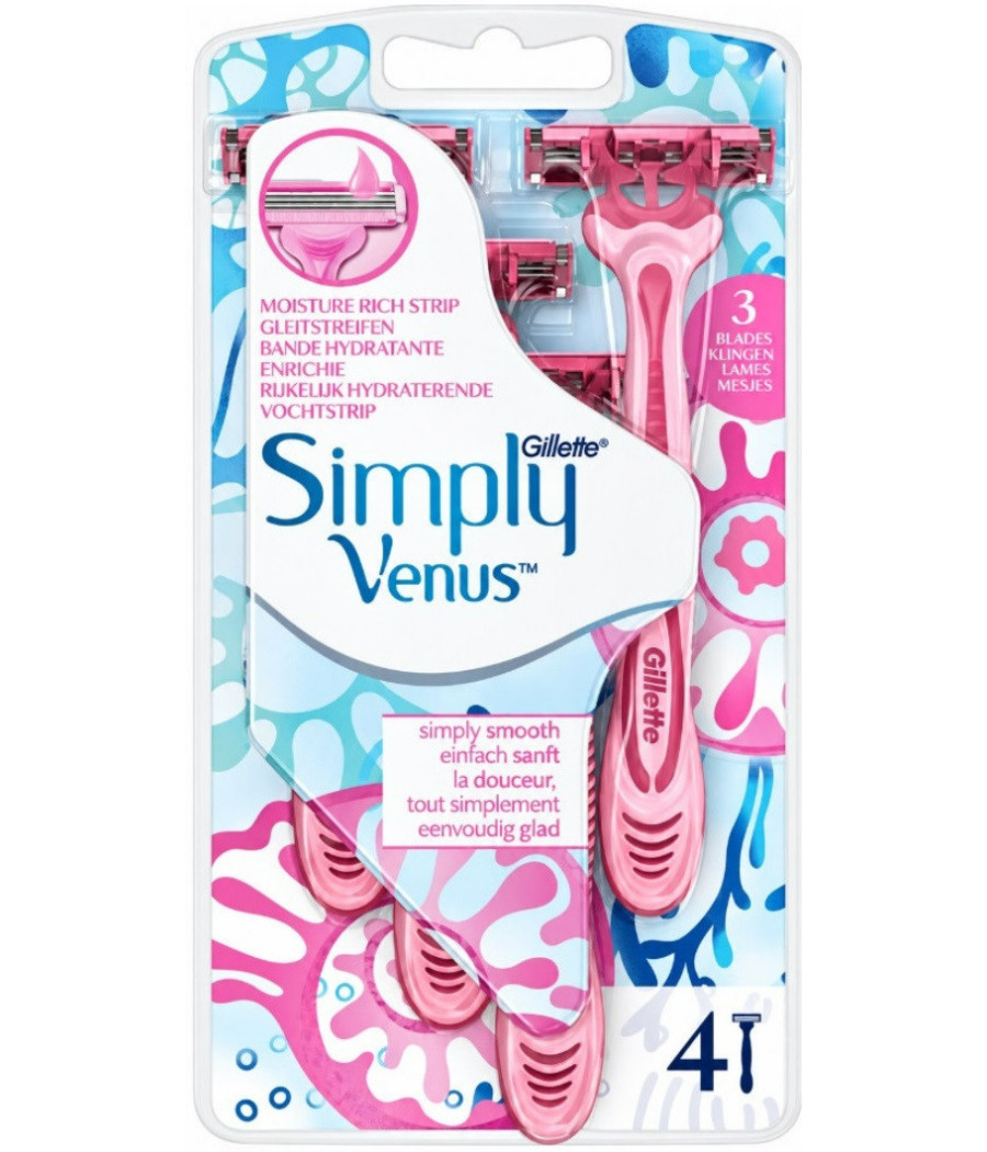 RASOIRS JETABLES FEMME 3 LAMES SIMPLY VENUS GILETTE X4