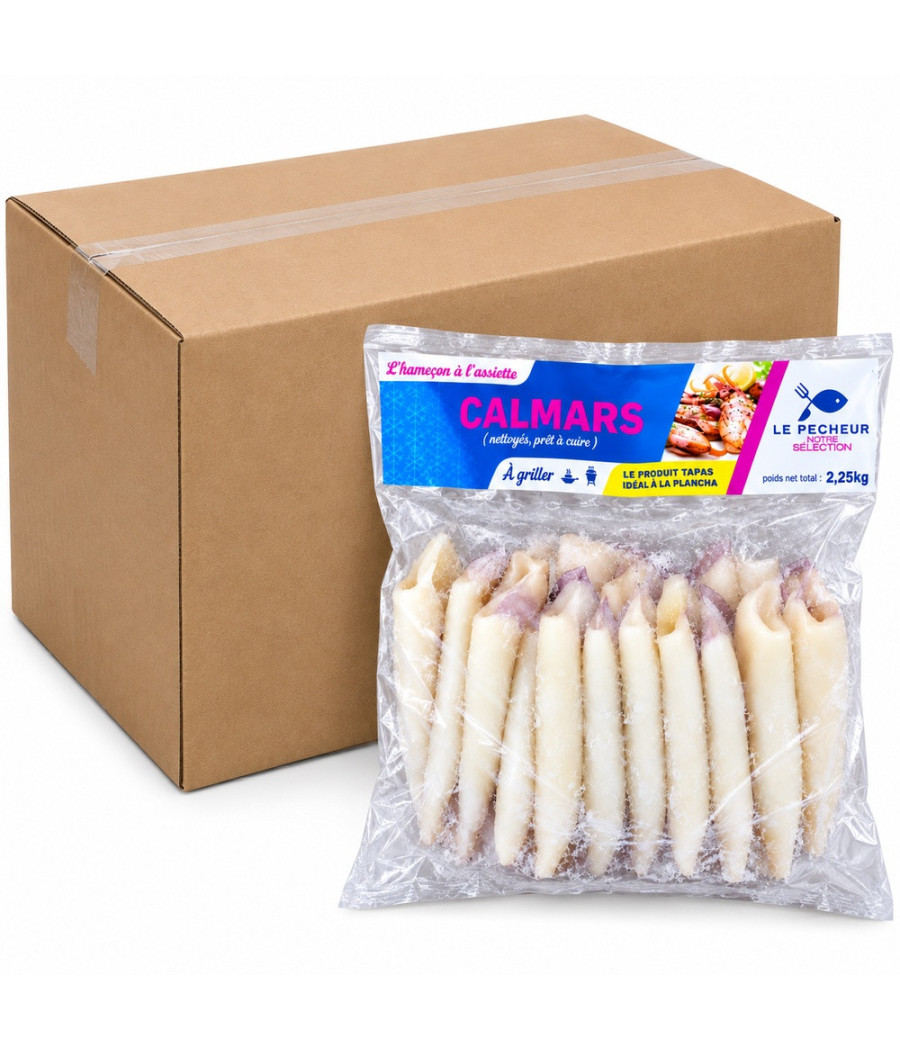 TUBES DE CALMAR / ENCORNET SURGELÉS CALIBRE 200/300 ORIGINE CHINE CARTON 4 X 2,25 KG