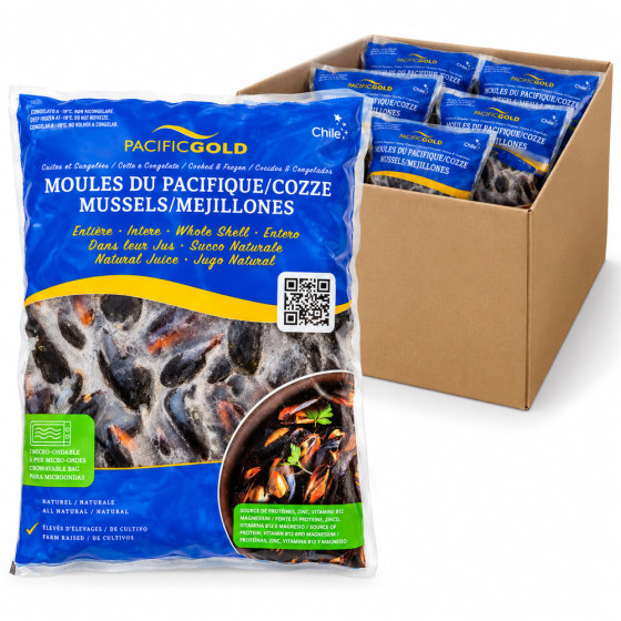MOULES DU PACIFIQUE ENTIÈRES CUITES SURGELÉES  CHILI CARTON 5KG