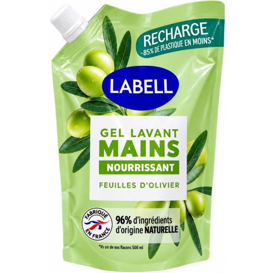 GEL LAVANT MAINS FEUILLE D'OLIVIER LABELL 500ML