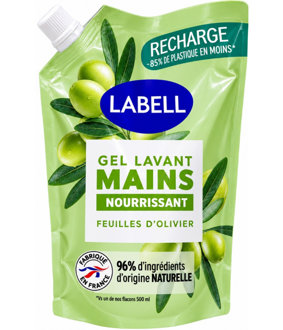 GEL LAVANT MAINS FEUILLE D'OLIVIER LABELL 500ML